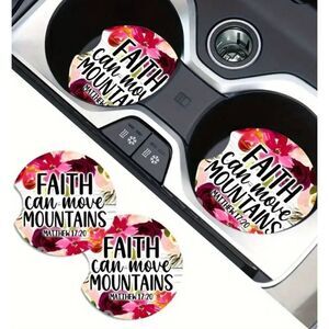 Faith can move Mountains Car Accessory Cup Holder Coasters - Brand New